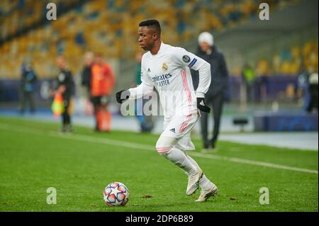 KIEV, UKRAINE - 1 DÉCEMBRE 2020: Vinicius Junior. Le match de football du groupe B de l'UEFA Champions League FC Shakhtar Donetsk vs Real Madrid FC Banque D'Images