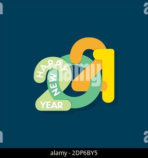 Illustration vectorielle du design de carte de vœux Happy New Year 2021, concept de numéro de chevauchement Illustration de Vecteur