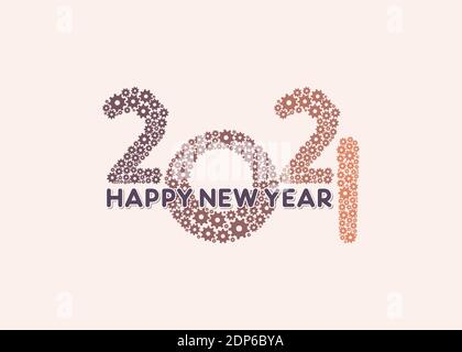 Illustration vectorielle du design de carte de vœux Happy New Year 2021, utilisant le concept d'engrenage mécanique Illustration de Vecteur