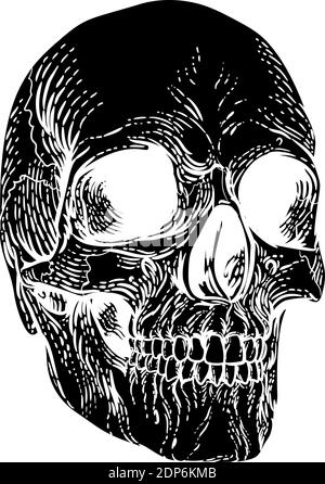 Grim Reaper Skull Vintage Illustration gravure sur bois Illustration de Vecteur