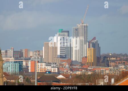 Le groupe de bâtiments de Leeds est étudiant Arena Village Hébergement comprenant le plus haut bâtiment du Yorkshire, « Altus House » Banque D'Images