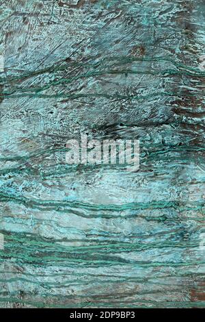 Fond de verdigris de bronze abîmé et recouvert de verdigris de métal vert brut, photo de stock image Banque D'Images