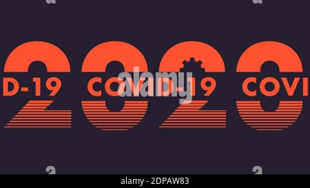 Bannière du nouvel an 2020. COVID-19 résumé de la pandémie contexte Illustration. Logo du coronavirus transparent, Symbol. Illustration vectorielle plate. SPE 10 Illustration de Vecteur