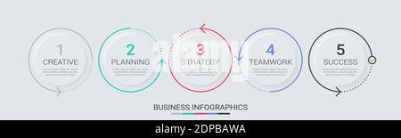 Résumé modèle d'infographie 3D en ligne fine avec 5 étapes. Infographies des concepts d'entreprise modernes avec options de brochure, de diagramme et de flux de travail Illustration de Vecteur