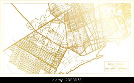 Mogadishu Somalie carte de la ville en style rétro en couleur dorée. Carte de contour. Illustration vectorielle. Illustration de Vecteur