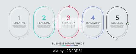 Résumé modèle d'infographie 3D en ligne fine avec 5 étapes. Infographies des concepts d'entreprise modernes avec options de brochure, de diagramme et de flux de travail Illustration de Vecteur