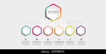 Modèle d'infographie 3D abstrait avec 6 étapes pour réussir. Modèle de cercle d'affaires avec options pour la brochure, le diagramme, le flux de travail, la chronologie, la conception Web Illustration de Vecteur