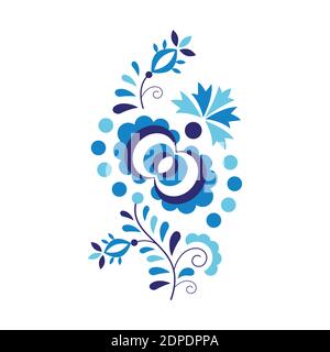 Décoration traditionnelle folklorique et motif isolé sur fond blanc, symbole de broderie florale, illustration vectorielle Illustration de Vecteur