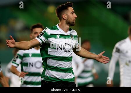 Lisbonne, Portugal. 19 décembre 2020. Andraz Sporar de Sporting CP célèbre après avoir marquant un but lors du match de football de la Ligue portugaise entre Sporting CP et SC Farense au stade Jose Alvalade à Lisbonne, Portugal, le 19 décembre 2020. Crédit : Pedro Fiuza/ZUMA Wire/Alay Live News Banque D'Images