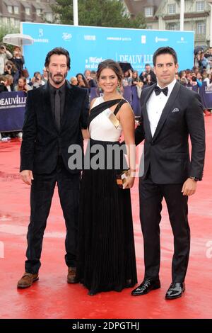 Eli Roth, Keanu Reeves, Lorenza Izzo arrivée à la première de Knock Knock Knock dans le cadre du 41ème Festival du film américain à Deauville, France, le 5 septembre 2015. Photo d'Alban Wyters/ABACAPRESS.COM Banque D'Images