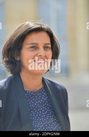 Récemment nommé ministre français du travail, de l'emploi, de la formation professionnelle et du dialogue social, Myriam El Khomri assiste à la 6ème conférence de presse semestrielle du président français François Hollande, à l'Elysée à Paris, le 7 septembre 2015. Hollande a abordé la crise des migrations, la stratégie militaire en Syrie, les réductions d'impôts, le Code du travail et la préparation de la conférence COP21 de décembre 2015 sur les changements climatiques. Photo de Christian Liewig/ABACAPRESS.COM Banque D'Images