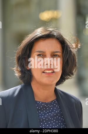 Récemment nommé ministre français du travail, de l'emploi, de la formation professionnelle et du dialogue social, Myriam El Khomri assiste à la 6ème conférence de presse semestrielle du président français François Hollande, à l'Elysée à Paris, le 7 septembre 2015. Hollande a abordé la crise des migrations, la stratégie militaire en Syrie, les réductions d'impôts, le Code du travail et la préparation de la conférence COP21 de décembre 2015 sur les changements climatiques. Photo de Christian Liewig/ABACAPRESS.COM Banque D'Images