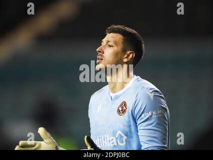 Easter Road Stadium.Édimbourg. Scotland.UK 19 décembre 20 Scottish Premiership Match Hibernian vs Dundee Utd. Dundee Utd Keeper Benjamin Siegrist crédit: eric mccowat/Alay Live News Banque D'Images