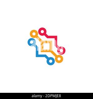 chaîne colorée géométrique symbole ligne logo vecteur Illustration de Vecteur