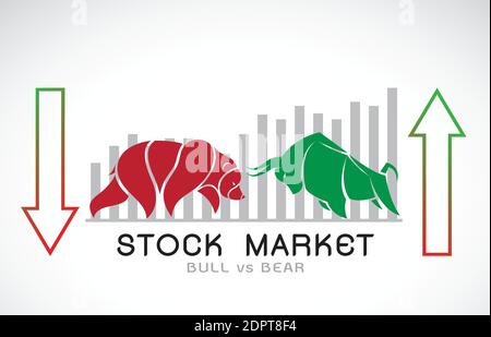 Vecteur des symboles taureau et ours des tendances boursières. Le marché en croissance et en baisse. Animaux sauvages. Illustration de Vecteur