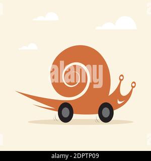 Vecteur d'un escargot sur les roues. Illustration vectorielle superposée facile à modifier. Animaux. Illustration de Vecteur