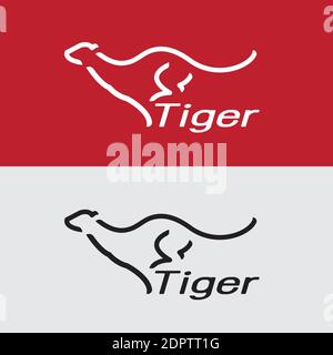 Image vectorielle d'un motif tigre sur fond blanc et rouge, logo, symbole. Illustration vectorielle superposée facile à modifier. Illustration de Vecteur