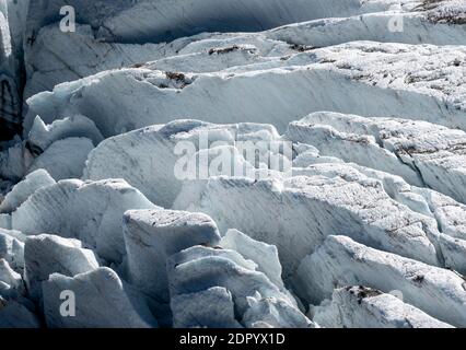 Glacier avec crevasses, langue glacier, Glacier des Bossons, la Jonction, Chamonix, haute-Savoie, France Banque D'Images