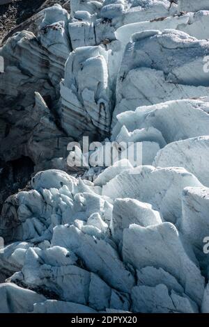 Glacier avec crevasses, langue du glacier, détail, Glacier des Bossons, la Jonction, Chamonix, haute-Savoie, France Banque D'Images