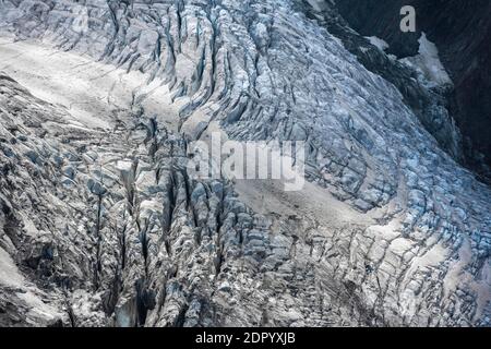 Glacier avec crevasses, langue glacier, Glacier des Bossons, la Jonction, Chamonix, haute-Savoie, France Banque D'Images