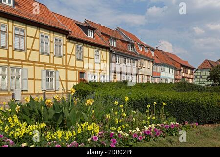 Maisons à colombages, Word Gasse, Quedlinburg, site du patrimoine mondial de l'UNESCO, Saxe-Anhalt, Allemagne Banque D'Images