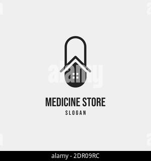 Simple Luxury Pill Medicine House Clinic Vector Template adapté pour clinique ou centre de santé Illustration de Vecteur