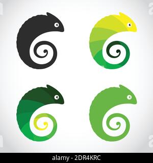 Groupe vectoriel de caméléon sur fond blanc. Illustration vectorielle superposée facile à modifier. Animaux sauvages. Illustration de Vecteur