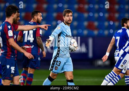 VALENCE, ESPAGNE - DÉCEMBRE 19: Gardien de but Aitor Fernandez de Levante pendant le match de la Liga Santander entre Levante UD et Real Sociedad à Ciutat Banque D'Images