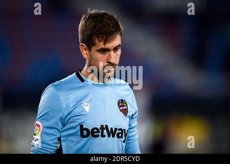 VALENCE, ESPAGNE - DÉCEMBRE 19: Gardien de but Aitor Fernandez de Levante pendant le match de la Liga Santander entre Levante UD et Real Sociedad à Ciutat Banque D'Images