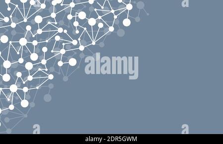 Fond scientifique plat d'atomes blancs et de molécules isolées sur fond bleu. Illustration du vecteur de particules chimiques Illustration de Vecteur