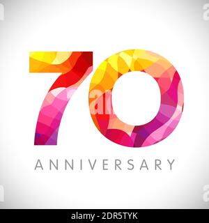 numéros du 70 e anniversaire. 70 ans de couleurs congrats. Mignon 3D félicitations concept. Modèle de conception graphique abstrait isolé. Chiffres rouges. Haut t Illustration de Vecteur