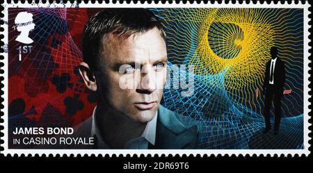 Daniel Craig en tant que James Bond sur le timbre-poste britannique Banque D'Images