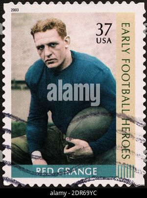 Red Grange, le héros du football américain de l'enfance, est estampillée américaine Banque D'Images