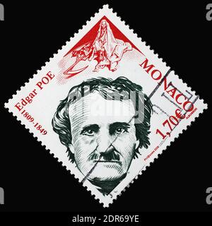 Edgar Allan PoE sur le timbre-poste de Monaco Banque D'Images