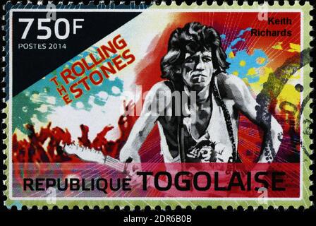 Keith Richards en concert sur timbre-poste Banque D'Images