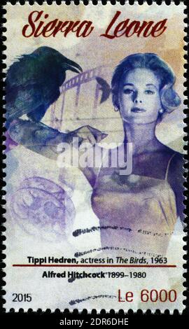 Tippi Hedren, actrice dans Birds sur timbre-poste Banque D'Images