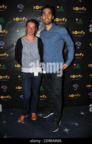 Martin Fourcade et Marie Dorin Habert assistent à l'événement Somfy qui s'est tenu à l'espace 56, Tour Montparnasse à Paris, France, le 4 octobre 2015. Photo de Thierry Plessis/ABACAPRESS.COM Banque D'Images