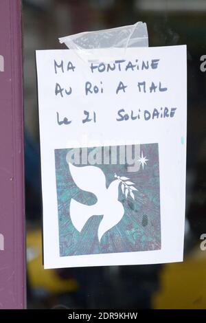 Le lendemain : sites des fusillades terroristes dans les restaurants de la rue de la Fontaine au Roi à Paris, France le 14 novembre 2015. Photo de Henri Szwarc/ABACAPRESS.COM Banque D'Images