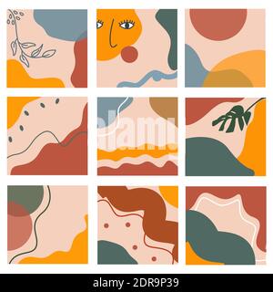 abstrait mignon ensemble collection formes main modèle imprimé bannière fond d'écran plat Illustration de Vecteur