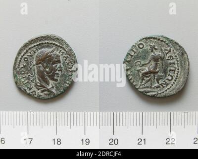 Chef: Maximinus I, empereur de Rome, ca. A.D. 173–238, gouvernée 235–38, menthe, éventuellement par : Amphipolis, pièce de Maximinus I, empereur de Rome, 235–38, cuivre, 5.62 g, 7:00, 23.5 mm, éventuellement fabriqué en Amphipolis, Macédoine, grec, 3ème siècle, Numismatique Banque D'Images