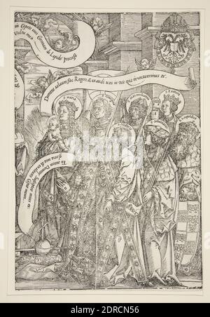 Artiste: Hans Springinklee, allemand, ca. 1495–après 1522, la Vierge aux saints Patrons de Maximilian, Woodcut, feuille (taillée dans un platemark): 38 × 25.6 cm (14 15/16 × 10 1/16 in.), fait en Allemagne, Allemand, 16ème siècle, oeuvres sur papier - estampes Banque D'Images