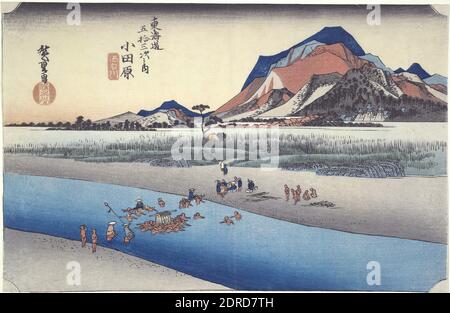 Artiste: Utagawa Hiroshige, japonais, 1797–1858, Odawara, rivière Sakawa, de la série cinquante-trois stations du Tokaido, 19e siècle, imprimé en polychrome, feuille: 9 1/16 × 14 po. (23 × 35.5 cm), Japon, japonais, période Edo (1615–1868), fonctionne sur papier - imprime Banque D'Images