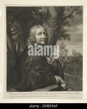 Artiste: Gérard Edelinck, flamand, France active, 1640–1707, Philippe de Champaigne, gravure, 15 9/16 × 13 1/8 po. (39.5 × 33.3 cm), fait en Flandre, Flamande, 17ème siècle, oeuvres sur papier - estampes Banque D'Images