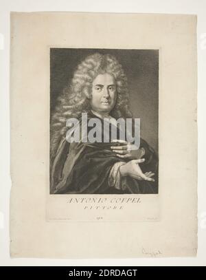 Artiste: Giovanni Domenico Ferretti, Italien, 1692–1768, artiste: Pietro Antonio Pazzi, Italien, 1706–après 1768, Portrait d'Antoine Coypel, gravure, platemark: 27.8 × 18.1 cm (10 15/16 × 7 1/8in.); feuille: 38.4 × 29.5 cm (15 1/8 × 11 5/8in.), réalisé en Italie, impressions italiennes, papier du XVIIIe siècle Banque D'Images