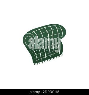 Couverture souple et confortable enroulée. Concept saisonnier hygge. Élément intérieur, élément design. Illustration vectorielle plate Doodle Illustration de Vecteur