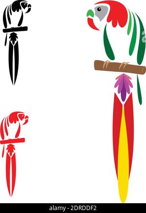 Vecteur de perroquet sur fond blanc. Illustration vectorielle superposée facile à modifier. Animaux sauvages. Icônes d'oiseaux. Illustration de Vecteur