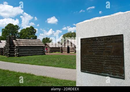 A marker describes which troops camped at this site during the winter encampment of the Continental Army at Valley Forge, now the Valley Forge Nationa Stock Photo