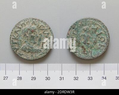 Menthe: Perge, 10 Assaria de Perge, 253–68, Bronze, 16.52 g, 7:00, 30 mm, fait en Perge, Pamphylia, Roman, 3ème siècle A.D., Numismatique Banque D'Images