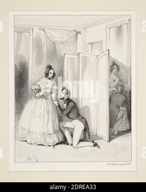 Artiste: Paul Gavarni, Français, 1804–1866, le mari A la ville et la femme A la campagne., Lithographie, Français, 19ème siècle, oeuvres sur papier - estampes Banque D'Images