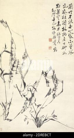 Artiste en style de: Zheng Xie, chinois, 1693–1765, Orchid, bambou et Rock, rouleau suspendu, encre sur papier, sans montage: 37 3/16 × 20 7/8 po. (94.5 × 53.1 cm), Chine, Chinois, dynastie Qing (1644–1911), peintures Banque D'Images